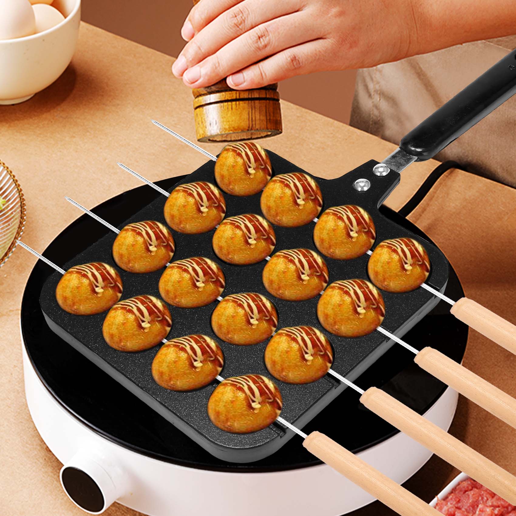 Takoyaki Grill Plate - 16구 알루미늄 타코야끼 메이커 그릴 팬